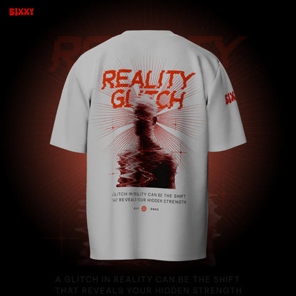 Reality Glitch Premium Unisex Oversized T-Shirt - White